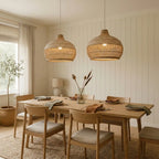 Lampada a Sospensione Classica Rotonda in Rattan