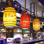 Lampadario in Resina Tradizionale Vintage con Fune di Canapa per Barile di Vino, 1 Luce per Soggiorno