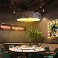Lampadario Metallico Quadrato Rettangolare Creativo Industriale Contemporaneo con Targa per 3/5 Luci per Soggiorno