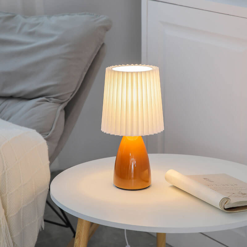 Lampada da Tavolo con Base in Vetro Pieghettato Vintage Nordico a 1 Luce