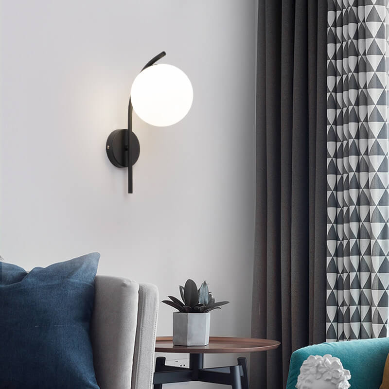 Applique da Parete Lampada a Globo di Vetro Nordic Arc 1 Luce