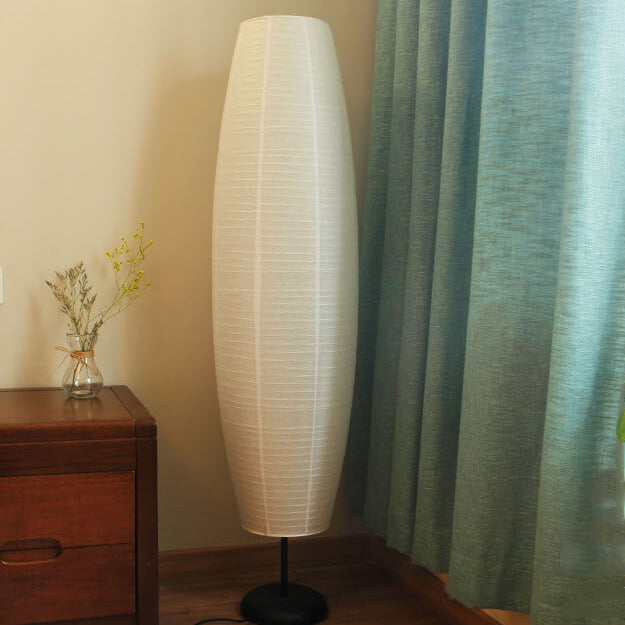 Lampada da terra con colonna in carta di riso minimalista nordica a 2 luci