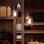 Lampada a Sospensione Vintage Industriale in Ferro e Vetro con 1 Luce