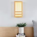 Lampada da parete LED rettangolare in legno massello e acrilico, minimalista e moderna per il soggiorno