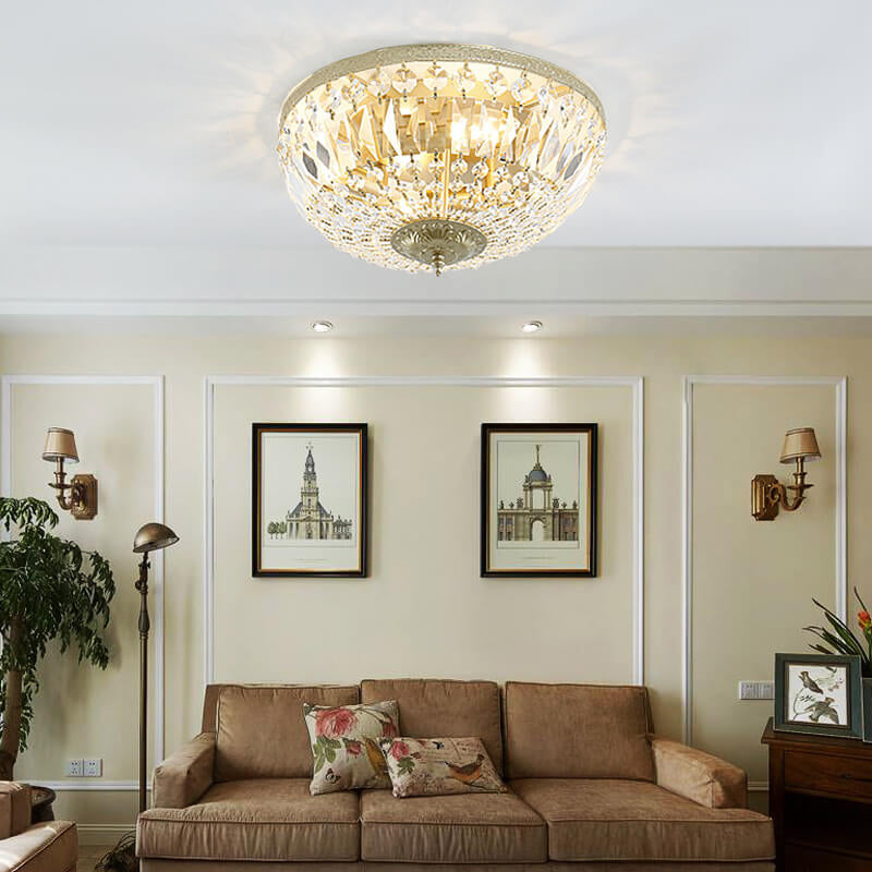Lampada da soffitto vintage rotonda in cristallo 4/6 luci