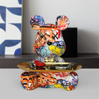 BearCraft - Figura di orso graffiti con vassoio per esposizione decorativa