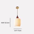 Lampada a sospensione tradizionale giapponese in ceramica con cupola rotonda piegata, legno massello e ferro, 1 luce per soggiorno e camera da letto