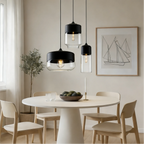 Lampada a sospensione moderna geometrica in vetro nero e ambra