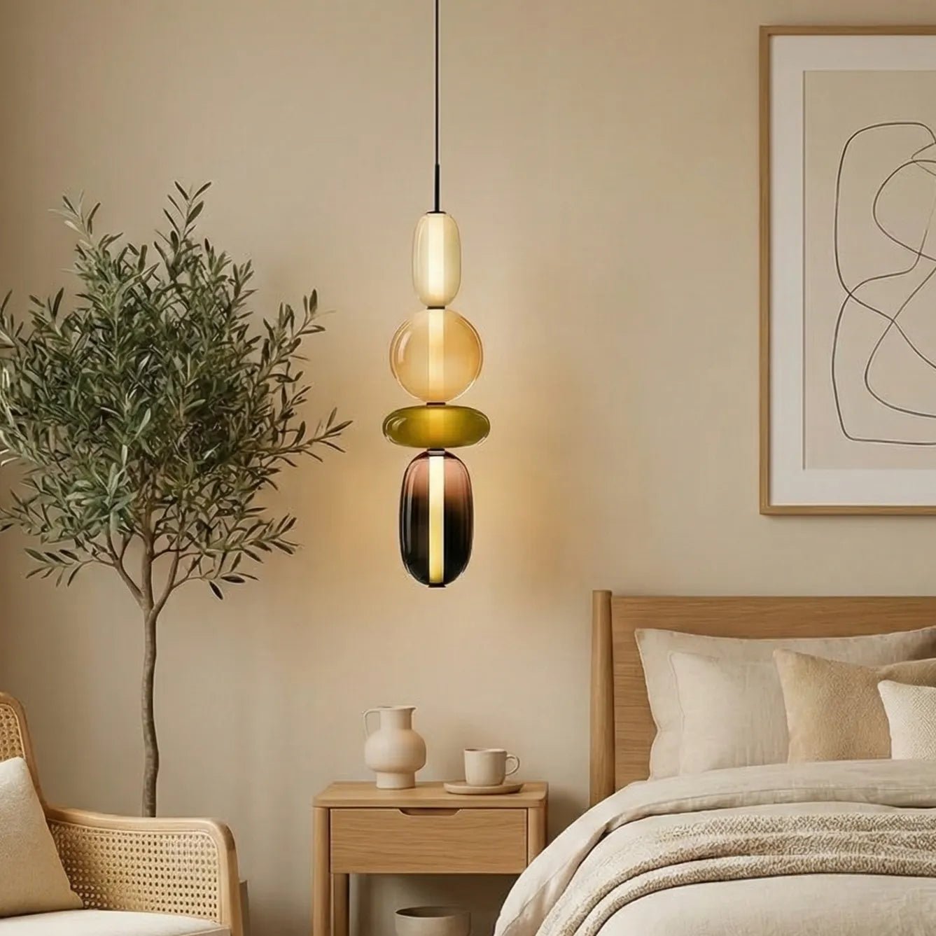 Lampada a Sospensione in Vetro Caramellato Chic