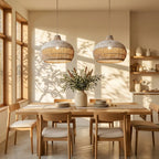 Lampada a Sospensione Classica Rotonda in Rattan