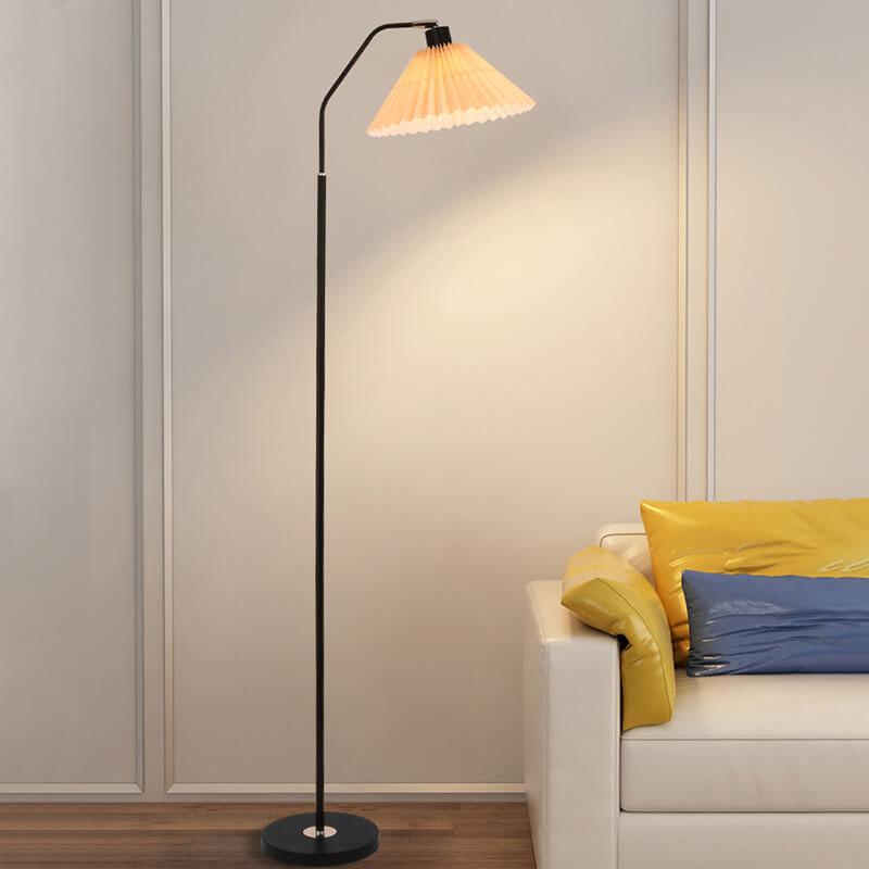 Lampada da terra con paralume plissettato in tessuto minimalista a 1 luce