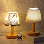 Lampada da Tavolo LED con Paralume a Tamburo in Lino Vintage 1 Luce