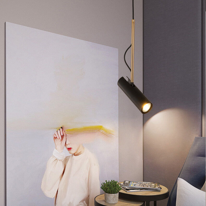 Luce a sospensione LED con spot moderno minimalista in oro a 1 luce