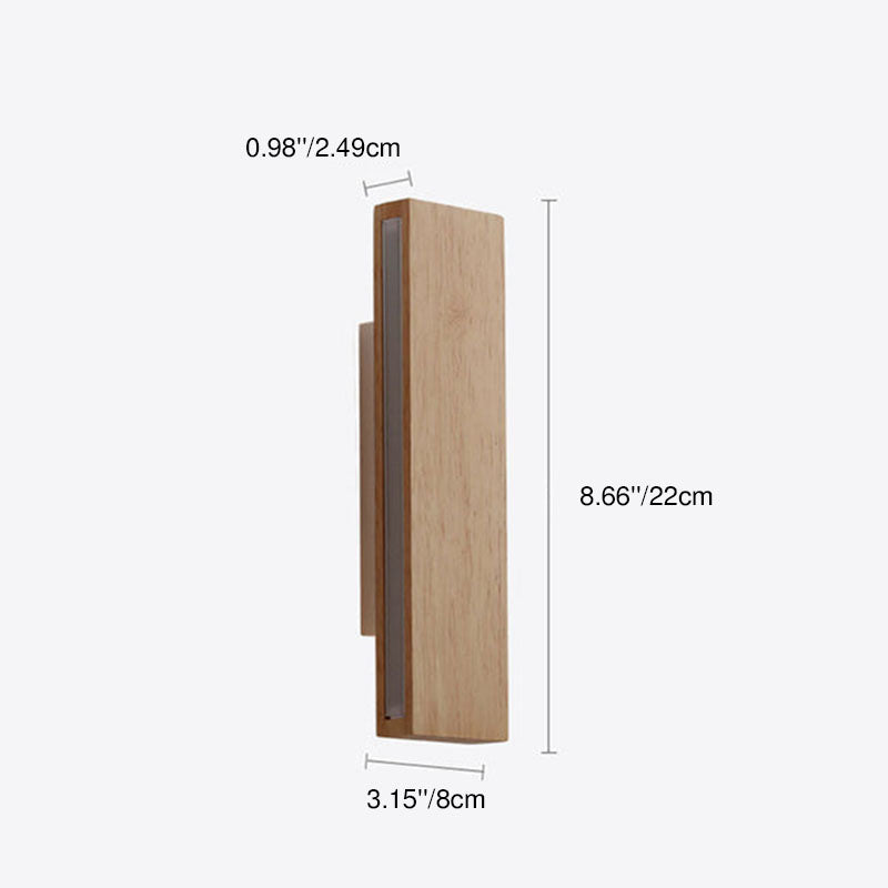 Applique da Parete Lampada LED Acrilico in Legno Massello Rettangolare Piatto Rotabile Nordico Contemporaneo