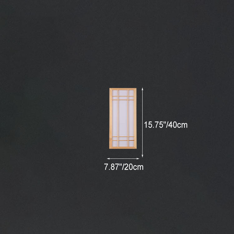 Applique da parete LED in legno massello acrilico rettangolare giapponese tradizionale per camera da letto