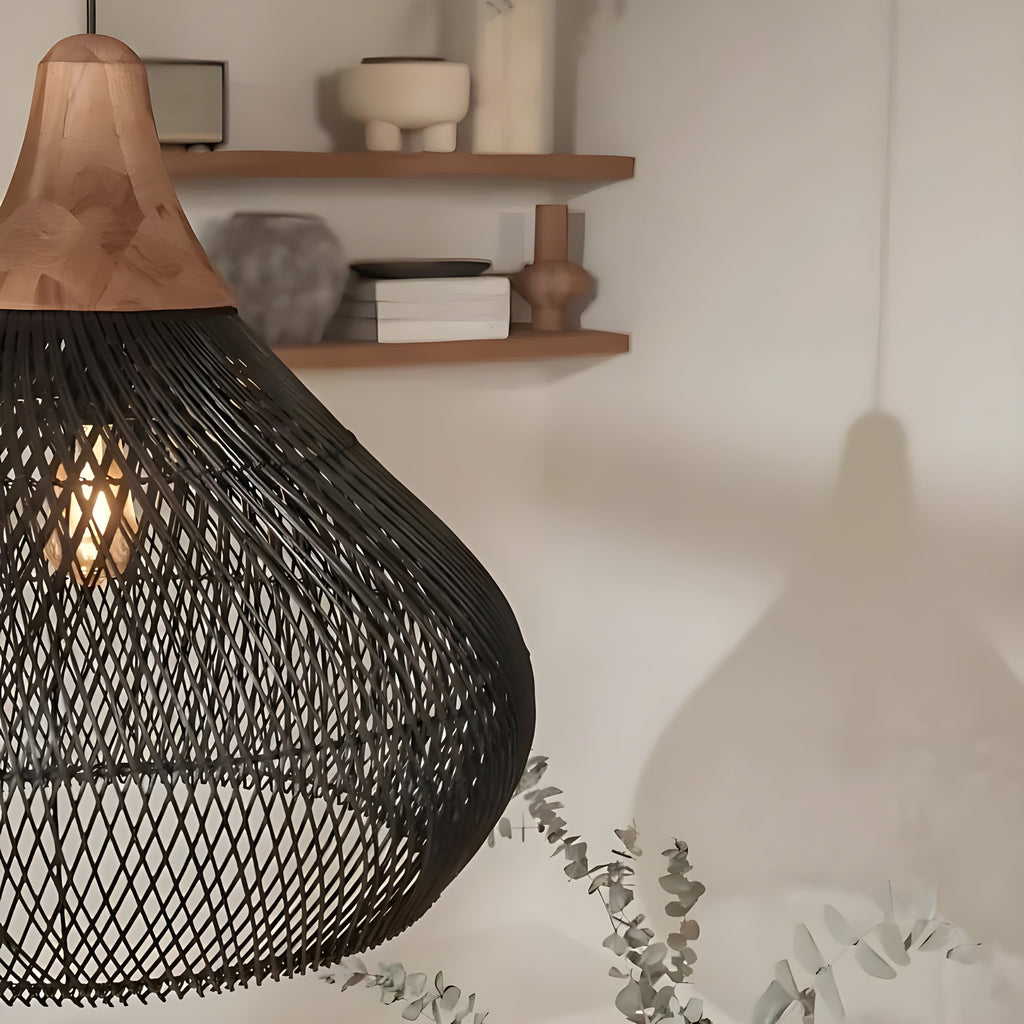 BistroBeam Light - Moderna Lampada a Sospensione in Rattan