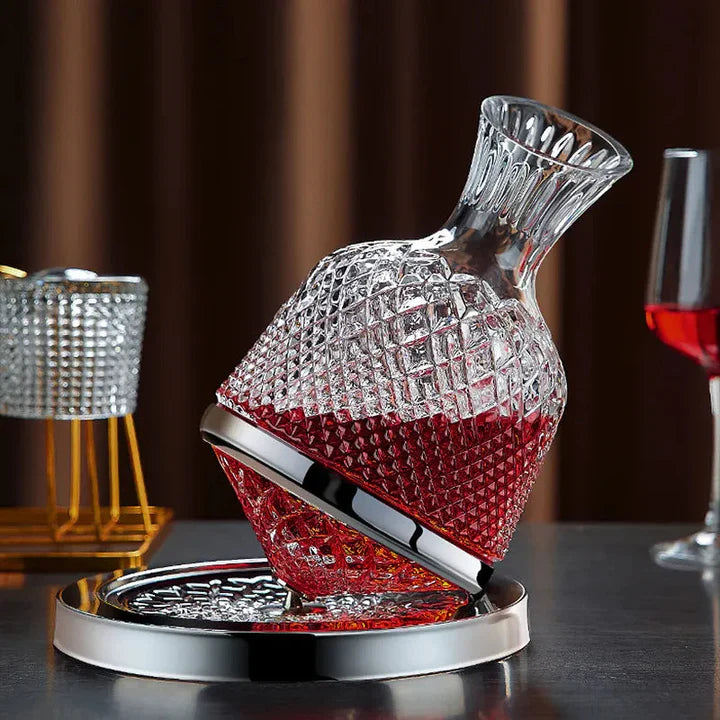 Crystaluxe - Decanter per vino rotante a 360° con design elegante