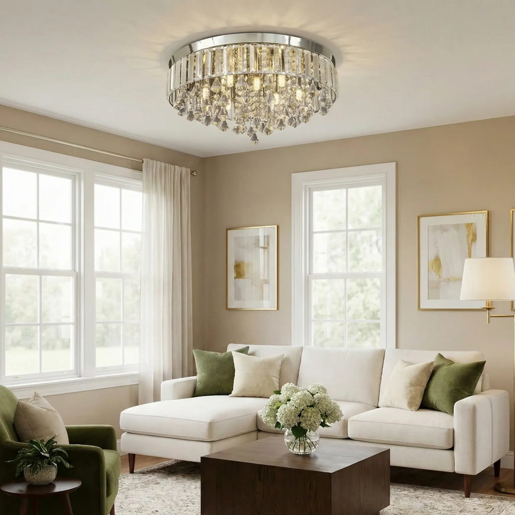 Moderna Luce da Soffitto Rotonda in Cristallo