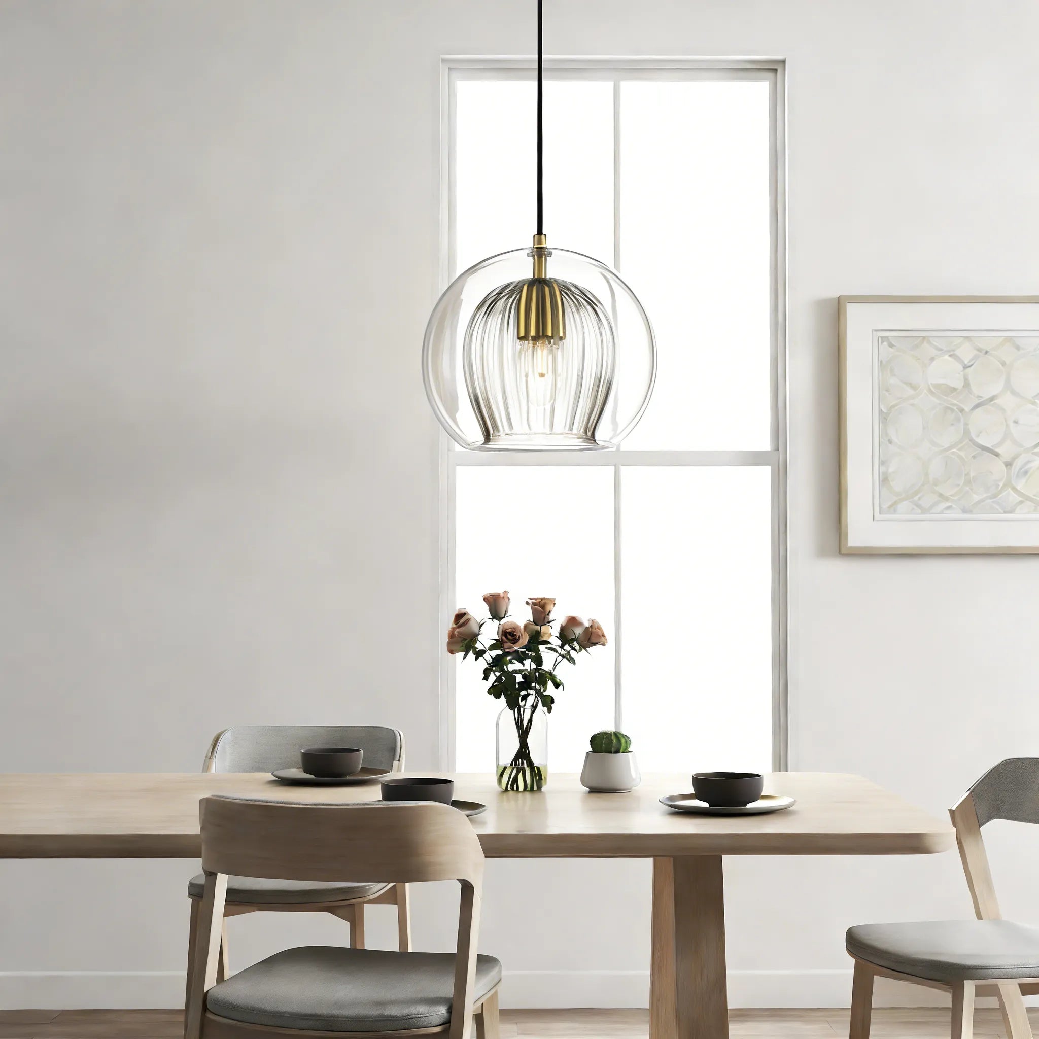 Lampada a Sospensione in Vetro Sferico Chic Moderno