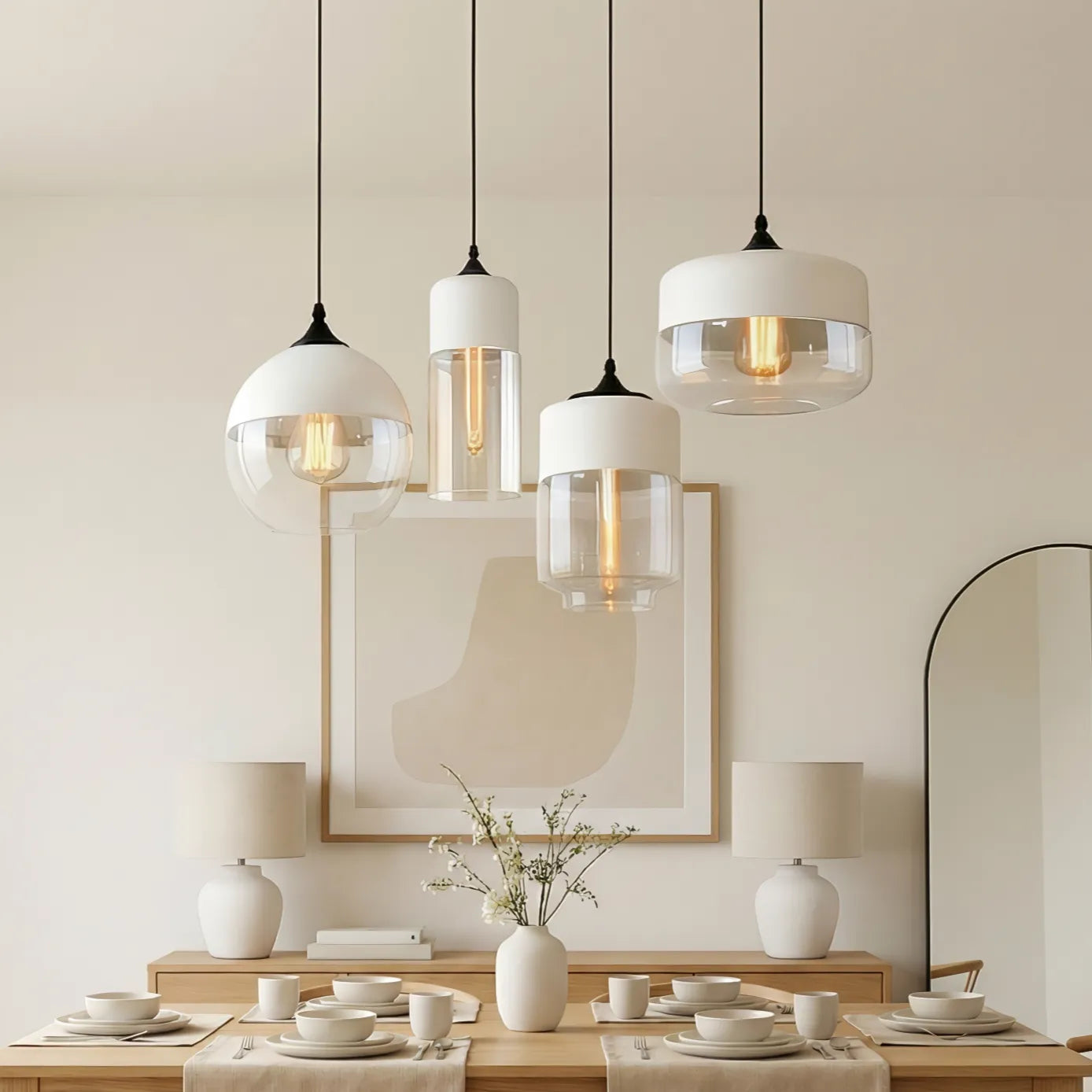 Lampada a sospensione moderna geometrica in vetro nero e ambra