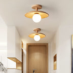Nordic Creative Wooden Dome 1-Light Semi-Flush Mount Ceiling Light