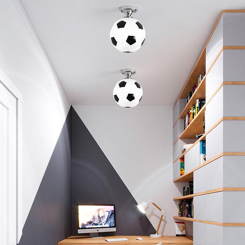 Luce da soffitto semi-incassata a 1 luce in vetro creativo da basket e calcio