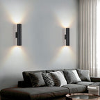 Applique da Parete Moderna Minimalista Rotonda in Alluminio con 2 Luci per Camera da Letto