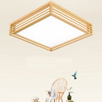 Lampada da soffitto LED quadrata in legno massello nordico stile giapponese