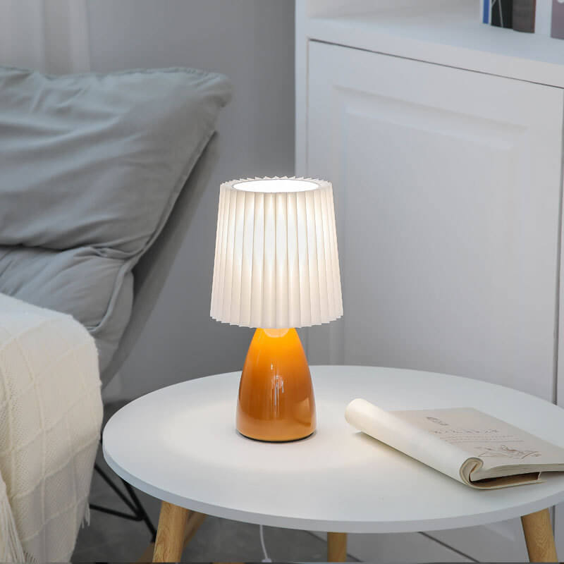 Lampada da Tavolo con Base in Vetro Pieghettato Vintage Nordico a 1 Luce