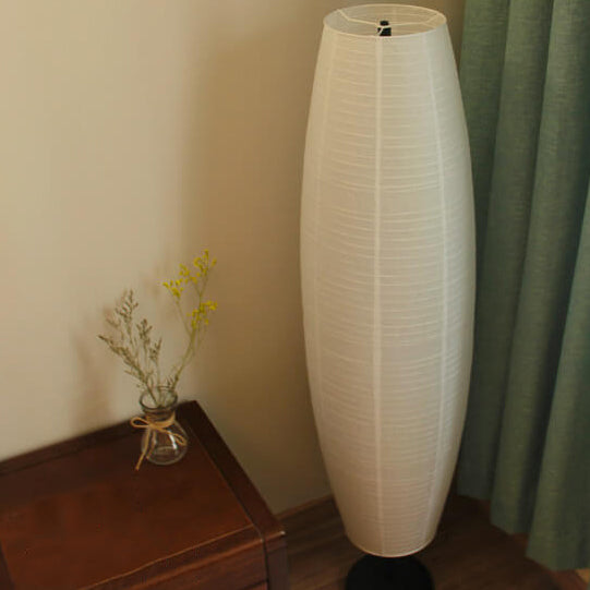 Lampada da terra con colonna in carta di riso minimalista nordica a 2 luci