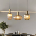 Lanterna in Vetro Striata Minimalista con Sospensione a 1 Luce