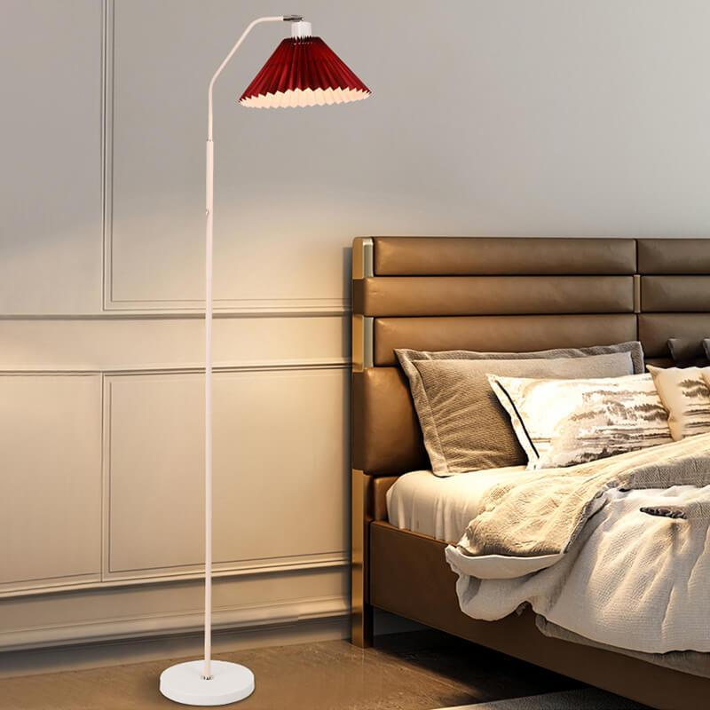 Lampada da terra con paralume plissettato in tessuto minimalista a 1 luce