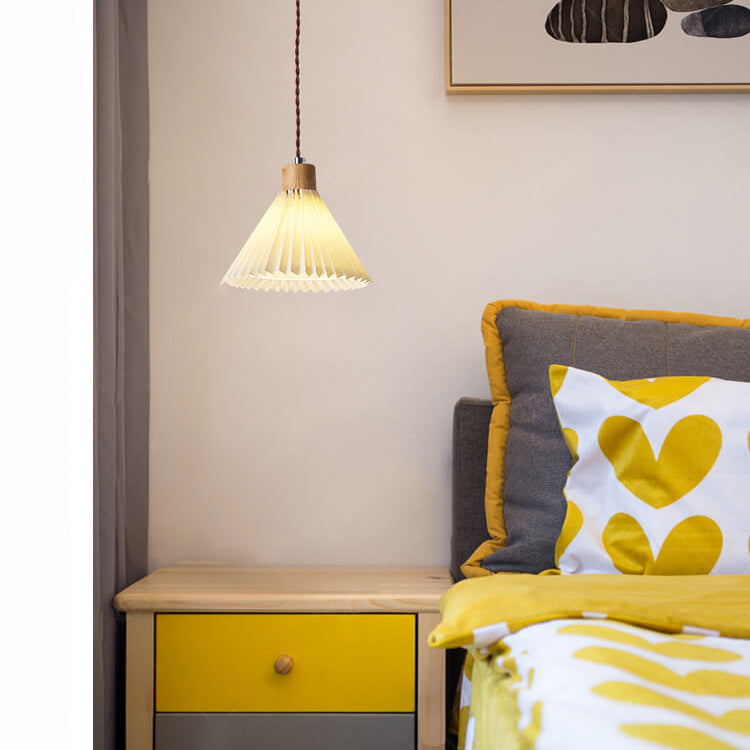 Lampada a Sospensione con Paralume Pieghettato Minimalista Nordico 1 Luce