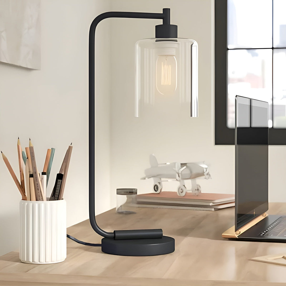Lampada da tavolo cilindrica – Luce ambientale elegante | Perfetta per un arredamento moderno