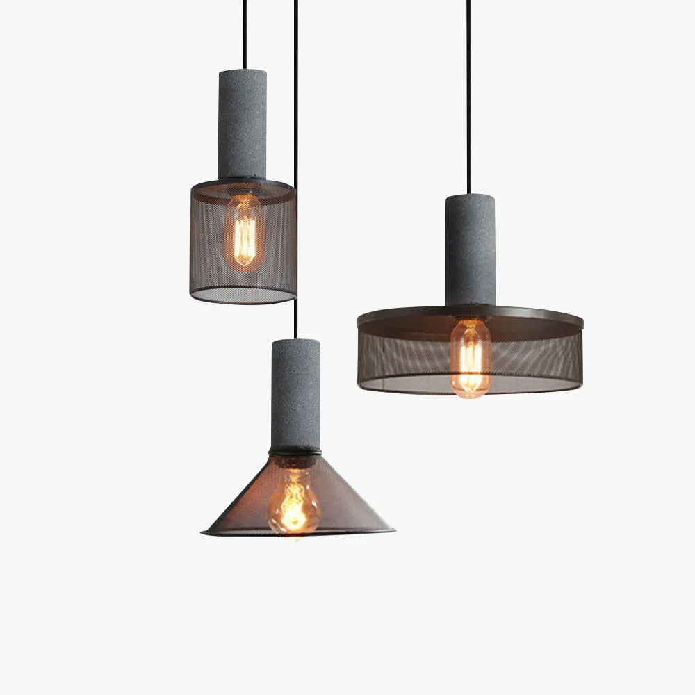 Xenith Lampada a Sospensione Industriale Cilindrica, Cemento/Metallo