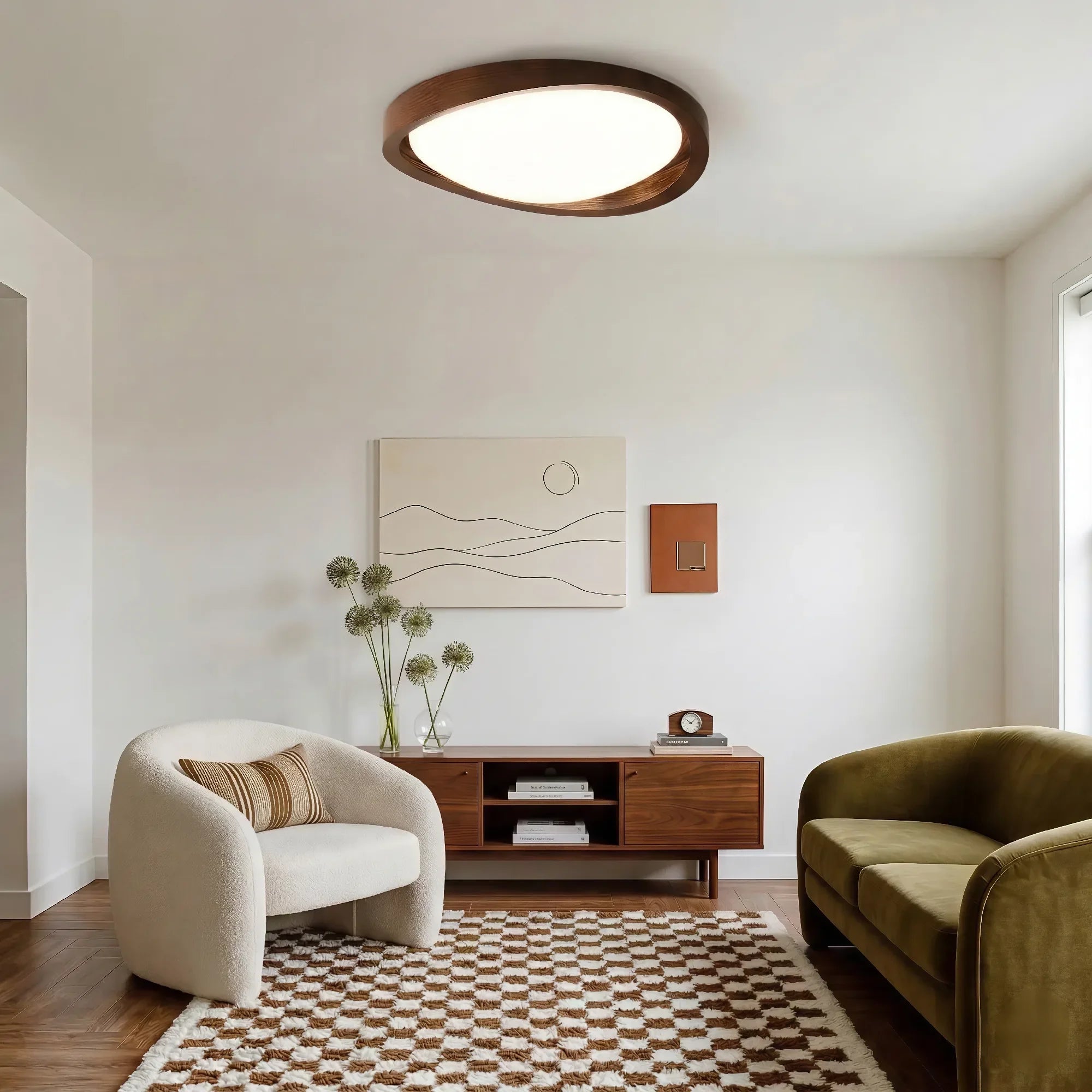 Lampada da soffitto rustica in acrilico organico