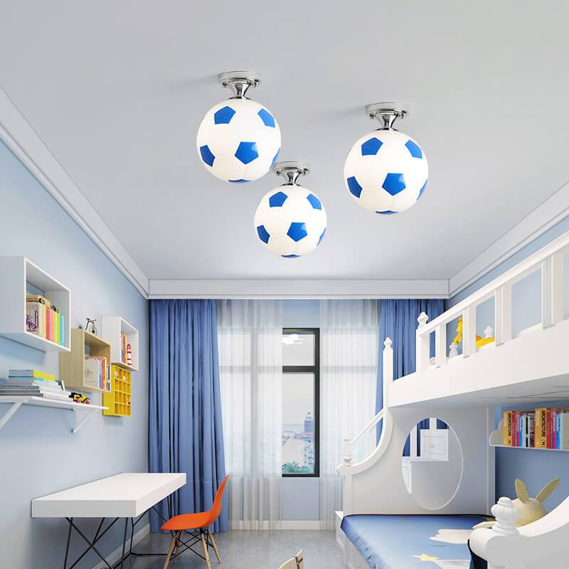 Luce da soffitto semi-incassata a 1 luce in vetro creativo da basket e calcio