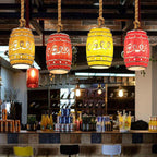 Lampadario in Resina Tradizionale Vintage con Fune di Canapa per Barile di Vino, 1 Luce per Soggiorno