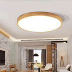 Lampada da soffitto a LED ultra-sottile rotonda in legno massello nordico