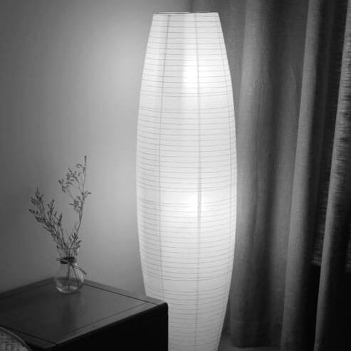 Lampada da terra con colonna in carta di riso minimalista nordica a 2 luci