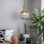 Lanterna in Vetro Striata Minimalista con Sospensione a 1 Luce