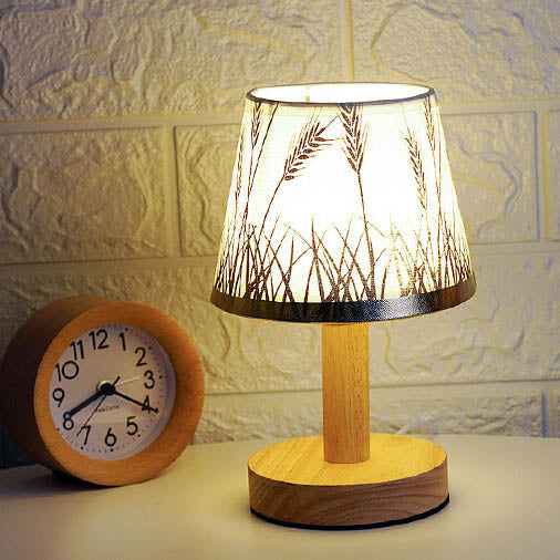 Lampada da Tavolo LED con Paralume a Tamburo in Lino Vintage 1 Luce