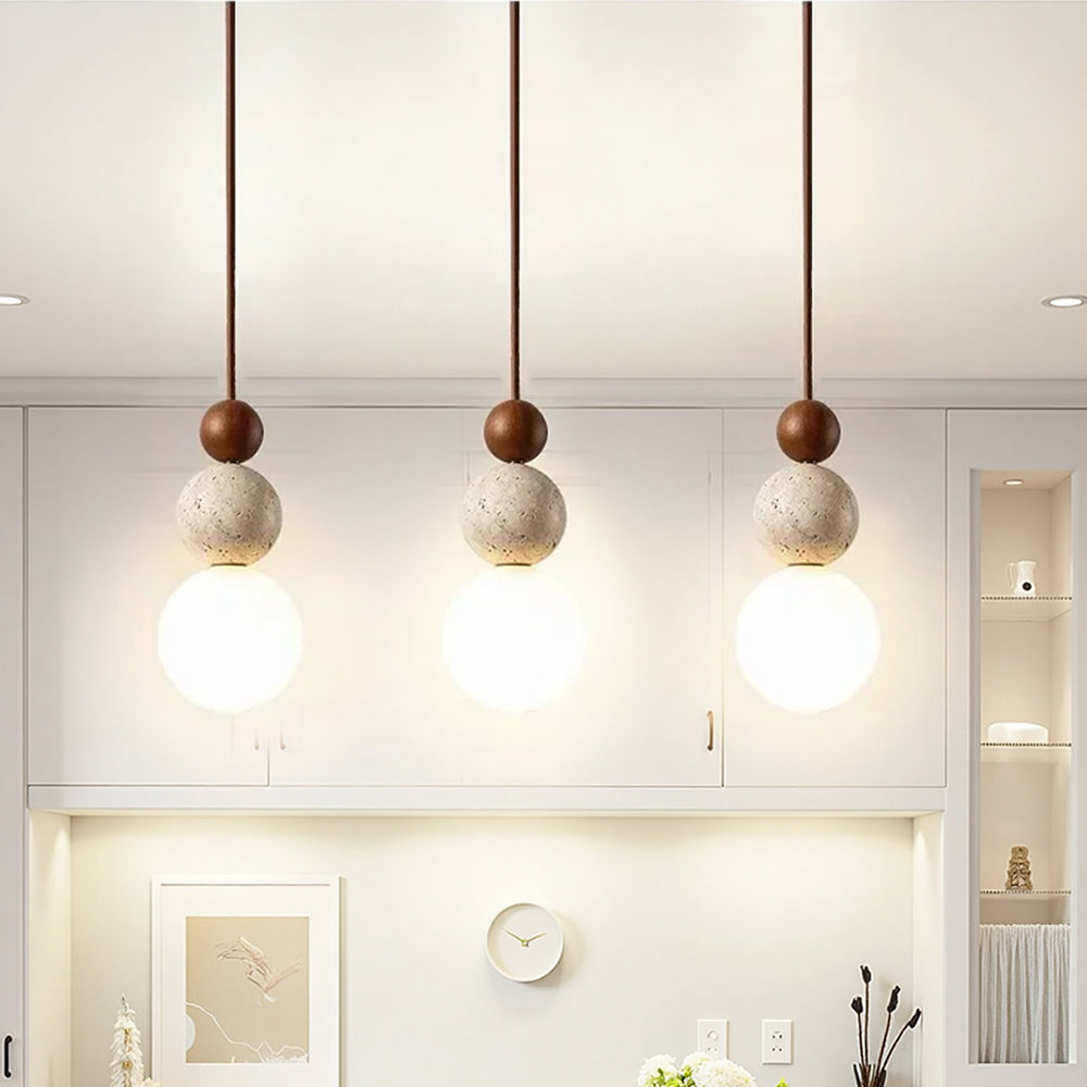 Lampada a Sospensione in Travertino Moderna e Semplice