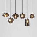 Sospensione LED in Vetro Grigio Fumo Moderno a 1 Luce