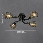 Lampada da soffitto rotonda in ferro industriale vintage con tubo d'acqua, 4/6/8 luci