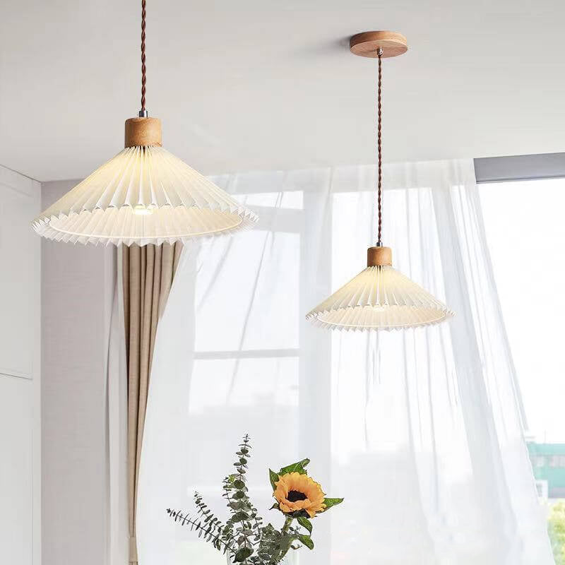 Lampada a Sospensione con Paralume Pieghettato Minimalista Nordico 1 Luce