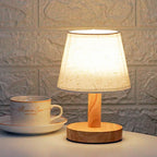 Lampada da Tavolo LED con Paralume a Tamburo in Lino Vintage 1 Luce