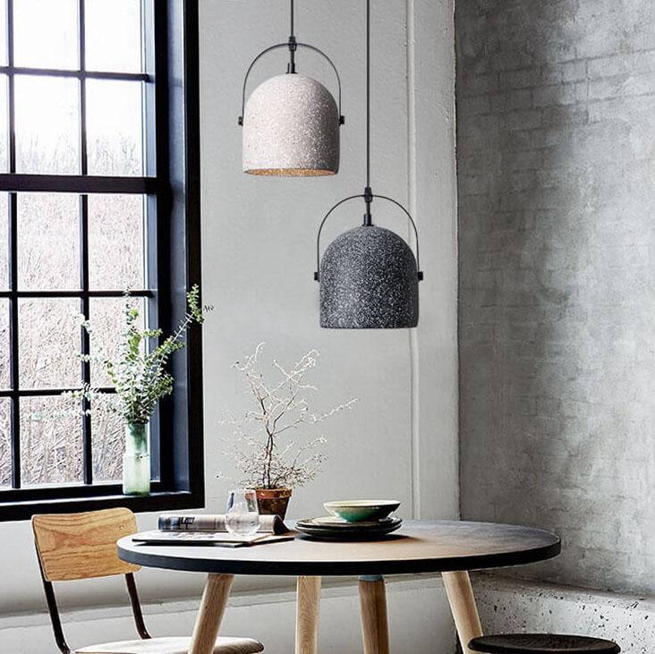 Lampada a Sospensione Cilindrica in Cemento Creativo Nordic con 1 Luce