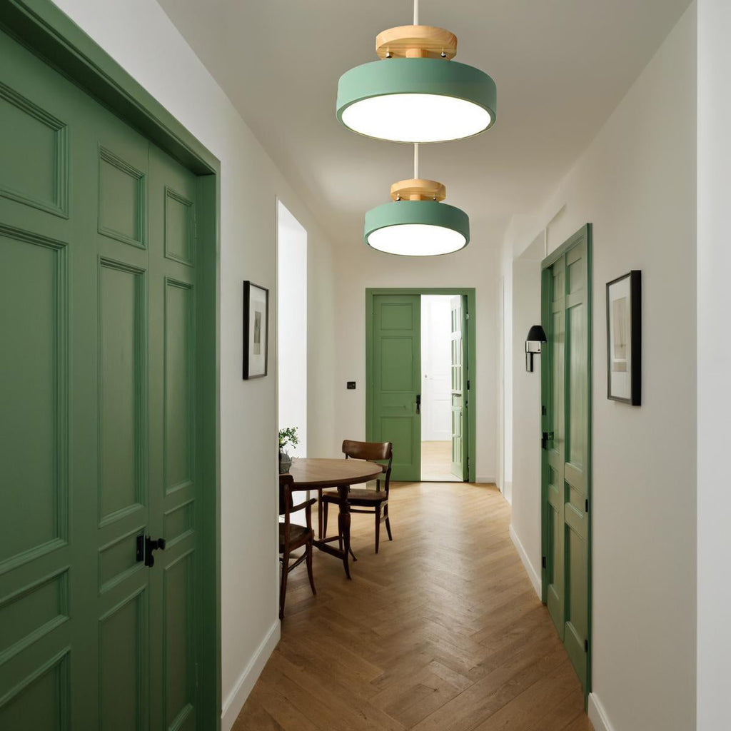Glarefusion Rotondo Semi Flush Lampada da Soffitto in Legno