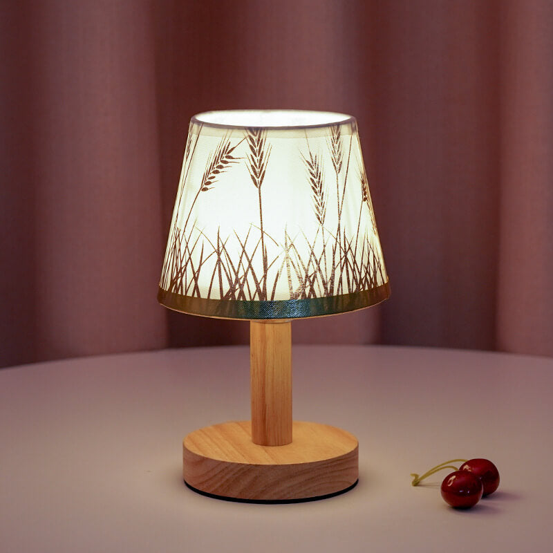 Lampada da Tavolo LED con Paralume a Tamburo in Lino Vintage 1 Luce